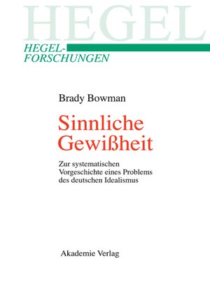 cover image of Sinnliche Gewißheit